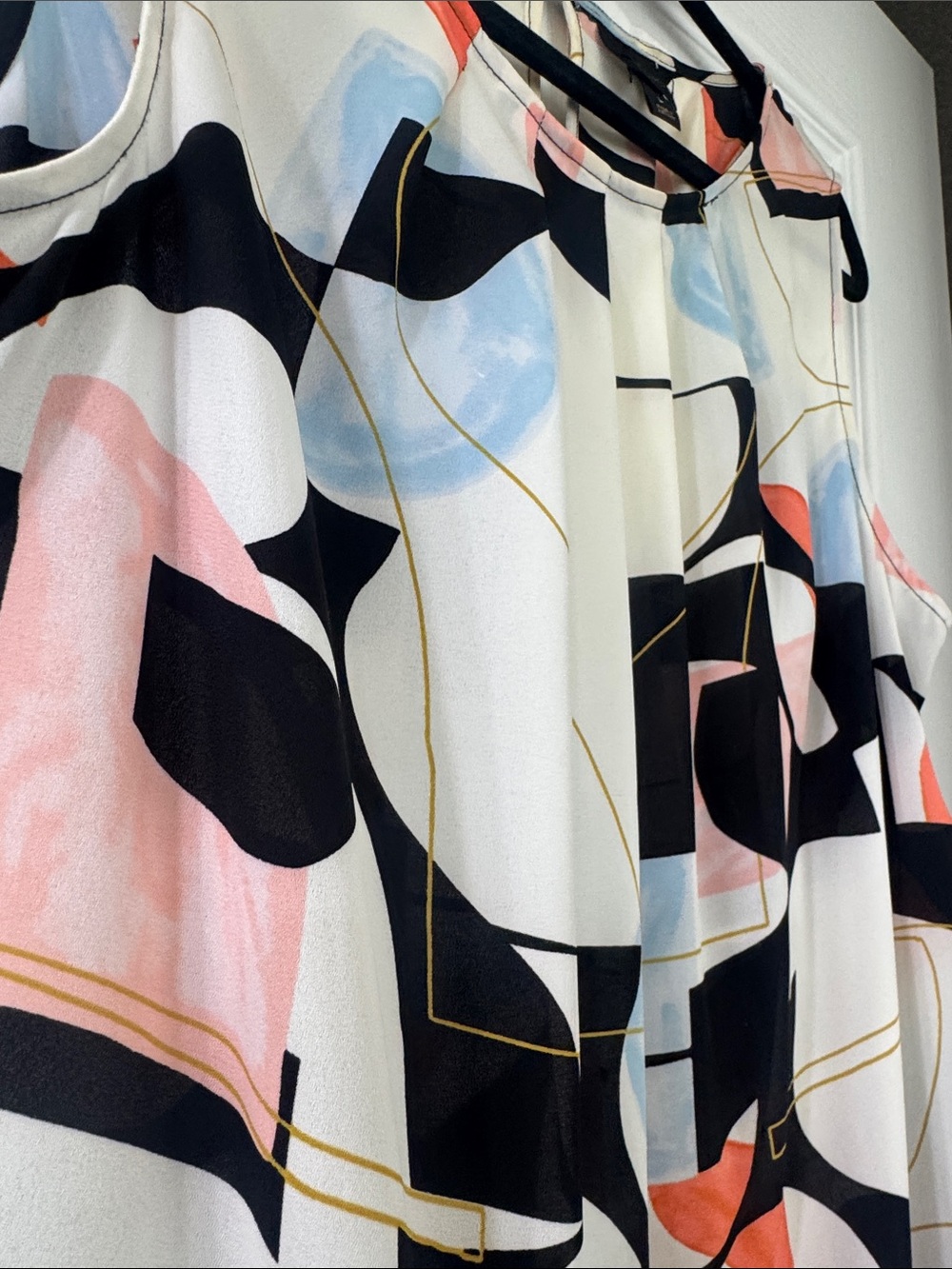 Worthington Abstract Sleeveless Camisole - Cream, Black, Pink & Blue - Picture 4 of 5